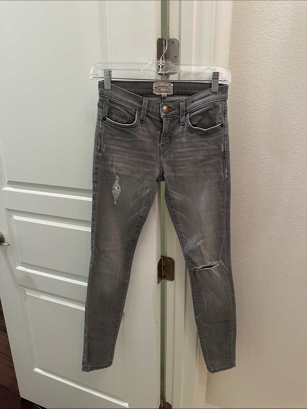 Current/Elliott Gray Ripped Skinny Jeans